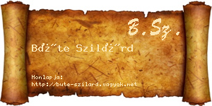 Büte Szilárd névjegykártya